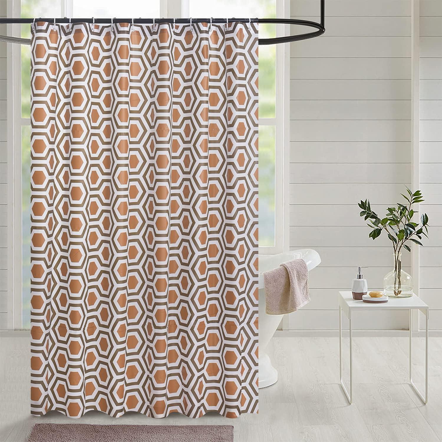 SAIMAZ waterproof shower curtain with steel eyelets and 12 hooks in a modern bathroom