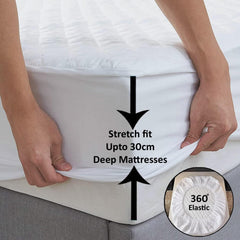 SAIMAZ hotel-quality waterproof mattress protector showing 30cm skirt
